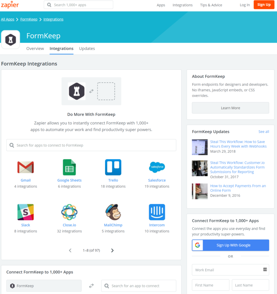 html forms, formkeep integrations, zapier, zapier integrations