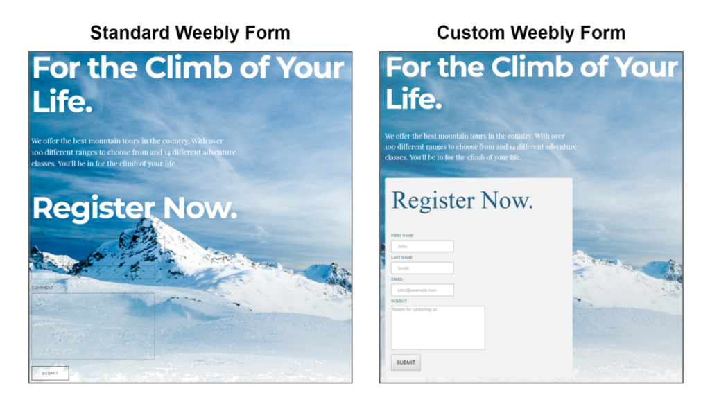 html form, weebly form, styled form, form comparison